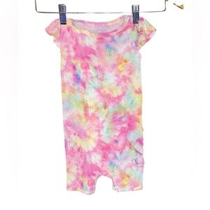 Posh Peanut Pink and Yellow Tie-Dye Romper